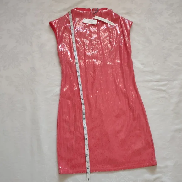 New🆕 Anthropologie Sequins Cowl High Neck Red Dress Maya Shine Sparkle Cocktail